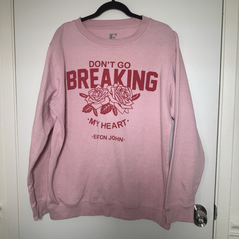 Elton John Don't Go Breaking My Heart Rock Band Graphic Pink Sweatshirt XXL